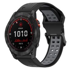 Per Garmin Fenix 7S Solar 20mm cinturino in silicone con fibbia inversa bicolore (nero + grigio)