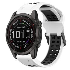 Per Garmin Fenix 7S Sapphire Solar 20mm Cinturino in silicone con fibbia inversa bicolore (bianco + nero)