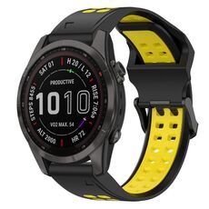 Per Garmin Fenix 7S Sapphire Solar 20mm Cinturino in silicone con fibbia inversa bicolore (nero + giallo)