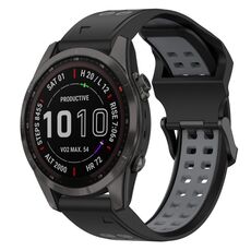 Per Garmin Fenix 7S Sapphire Solar 20mm Cinturino in silicone con fibbia inversa bicolore (nero + grigio)