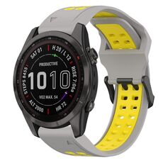 Per Garmin Fenix 7S Sapphire Solar 20mm Cinturino in silicone con fibbia inversa bicolore (grigio + giallo)