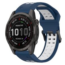 Per Garmin Fenix 7S Sapphire Solar 20mm Cinturino in silicone con fibbia inversa bicolore (blu + bianco)