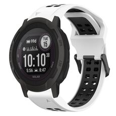 Per Garmin Instinct 2S Cinturino per orologio in silicone bicolore con fibbia inversa da 20 mm (bianco + nero)