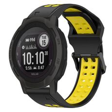 Per Garmin Instinct 2S Cinturino per orologio in silicone bicolore con fibbia inversa da 20 mm (nero + giallo)