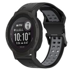 Per Garmin Instinct 2S Cinturino per orologio in silicone bicolore con fibbia inversa da 20 mm (nero + grigio)