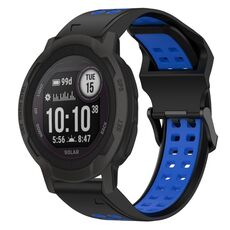 Per Garmin Instinct 2S Cinturino per orologio in silicone bicolore con fibbia inversa da 20 mm (nero + blu)