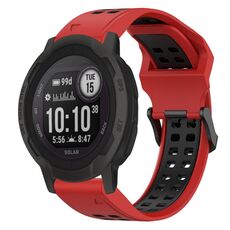Per Garmin Instinct 2S Cinturino per orologio in silicone bicolore con fibbia inversa da 20 mm (rosso + nero)