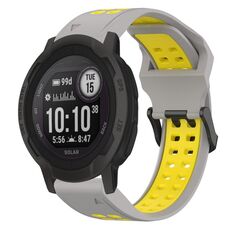 Per Garmin Instinct 2S Cinturino per orologio in silicone bicolore con fibbia inversa da 20 mm (grigio + giallo)