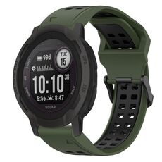 Per Garmin Instinct 2S Cinturino per orologio in silicone bicolore con fibbia inversa da 20 mm (verde militare + nero)
