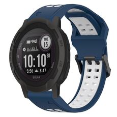 Per Garmin Instinct 2S Cinturino per orologio in silicone bicolore con fibbia inversa da 20 mm (blu + bianco)
