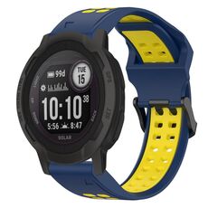 Per Garmin Instinct 2S Cinturino per orologio in silicone bicolore con fibbia inversa da 20 mm (blu + giallo)