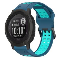 Per Garmin Instinct 2S Cinturino per orologio in silicone bicolore con fibbia inversa da 20 mm (blu + verde acqua)
