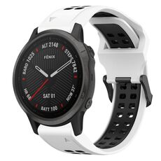 Per Garmin Fenix 6S 20mm cinturino in silicone con fibbia inversa bicolore (bianco + nero)