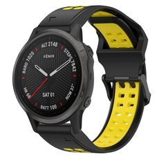 Per Garmin Fenix 6S Cinturino per orologio in silicone bicolore con fibbia inversa da 20 mm (nero + giallo)