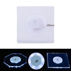 Base in cristallo trasparente per sottobicchiere in acrilico illuminato a LED quadrato 100x4mm (luce bianca)