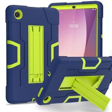 Per Lenovo Tab M8 4a generazione custodia per tablet PC ibrida in silicone a colori a contrasto con supporto (oliva blu navy)