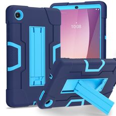 Per Lenovo Tab M8 4a generazione custodia per tablet PC ibrida in silicone a colori a contrasto con supporto (blu navy)