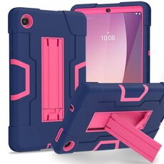 Per Lenovo Tab M8 4a generazione Custodia per tablet PC ibrida in silicone a contrasto di colore con supporto (blu navy rosa rossa)