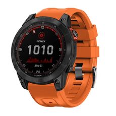Per Garmin Tactix 7 Pro / Fenix 7X / 6X Pro Cinturino per orologio in silicone con fibbia in acciaio nero a vite da 26 mm (arancione)