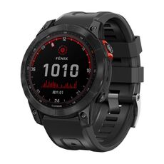 Per Garmin Tactix 7 Pro / Fenix 7X / 6X Pro Cinturino per orologio in silicone con fibbia in acciaio nero da 26 mm (nero)