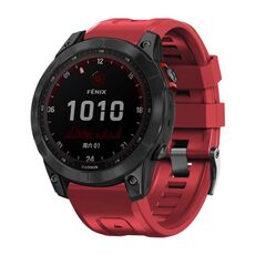 Per Garmin Tactix 7 Pro / Fenix 7X / 6X Pro Cinturino per orologio in silicone con fibbia in acciaio nero da 26 mm (rosso)
