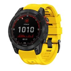 Per Garmin Tactix 7 Pro / Fenix 7X / 6X Pro Cinturino per orologio in silicone con fibbia in acciaio nero da 26 mm (giallo)
