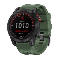 Per Garmin Tactix 7 Pro / Fenix 7X / 6X Pro Cinturino per orologio in silicone con fibbia in acciaio nero da 26 mm (verde militare)
