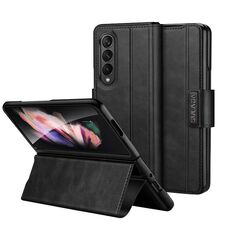 Per Samsung Galaxy Z Fold3 / W22 SULADA Custodia per telefono in pelle con chiusura a scatto magnetica all-inclusive (nero)