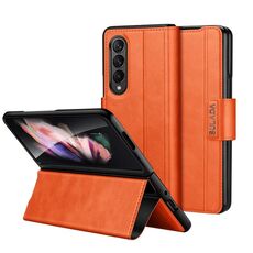 Per Samsung Galaxy Z Fold3 / W22 SULADA Custodia per telefono in pelle con chiusura a scatto magnetica all-inclusive (arancione)