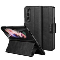Per Samsung Galaxy Z Fold2 / W21 SULADA Custodia per telefono in pelle con chiusura a scatto magnetica all-inclusive (nero)