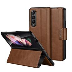 Per Samsung Galaxy Z Fold2 / W21 SULADA Custodia per telefono in pelle con chiusura a scatto magnetica all-inclusive (marrone)