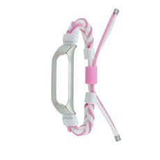 Per Xiaomi Mi Band 8 cinturino in nylon con cavo intrecciato in silicone (bianco rosa)