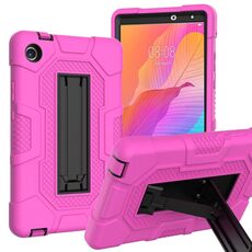 Per Huawei MatePad T8 Custodia per tablet PC ibrida in silicone robot B3 a contrasto di colore con supporto (rosa rosso nero)