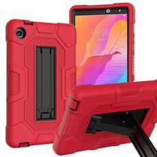 Per Huawei MatePad T8 Custodia per tablet PC ibrida in silicone robot B3 a contrasto di colore con supporto (rosso nero)