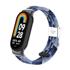 Per Xiaomi Mi Band 8/8 NFC Metal Head + cinturino in nylon intrecciato con fibbia in acciaio (blu navy)