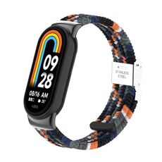 Per Xiaomi Mi Band 8/8 NFC Metal Head + Cinturino per orologio con fibbia in acciaio intrecciato in nylon (Denim)