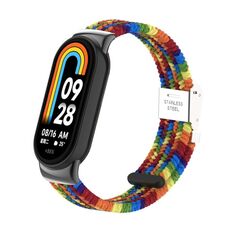 Per Xiaomi Mi Band 8/8 NFC Metal Head + Cinturino per orologio con fibbia in acciaio intrecciato in nylon (colorato)