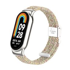 Per Xiaomi Mi Band 8/8 NFC Metal Head + cinturino in nylon intrecciato con fibbia in acciaio (colore Starlight)