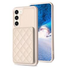 Per Samsung Galaxy S23 + 5G BF25 Custodia per cellulare con supporto per carta scozzese quadrata (beige)
