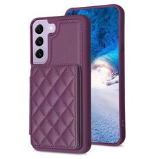 Per Samsung Galaxy S22 + 5G BF25 Custodia per cellulare con supporto per carta scozzese quadrata (viola scuro)