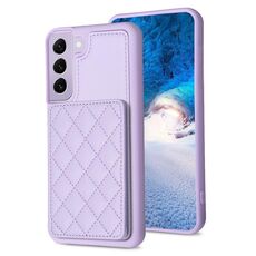 Per Samsung Galaxy S22 + 5G BF25 Custodia per cellulare con supporto per carta scozzese quadrata (viola)
