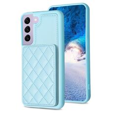 Per Samsung Galaxy S22 + 5G BF25 Custodia per cellulare con supporto per carta scozzese quadrata (blu)