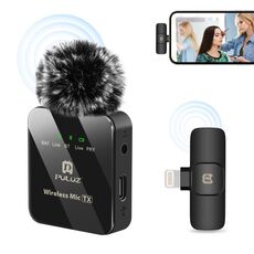 Microfono lavalier wireless PULUZ per iPhone / iPad, ricevitore a 8 pin (nero)