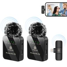 Microfono lavalier wireless PULUZ per iPhone/iPad, ricevitore a 8 pin e doppio microfono (nero)