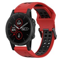 Per Garmin Fenix 5S Plus 20mm cinturino in silicone con fibbia inversa bicolore (rosso + nero)