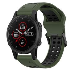 Per Garmin Fenix 5S Plus 20mm cinturino in silicone con fibbia inversa bicolore (verde militare + nero)