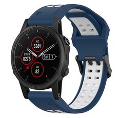 Per Garmin Fenix 5S Plus 20mm cinturino in silicone con fibbia inversa bicolore (blu + bianco)