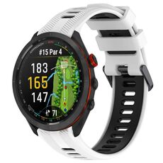 Per Garmin Approach S70 47mm Cinturino sportivo in silicone bicolore (bianco + nero)