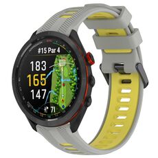 Per Garmin Approach S70 47mm Cinturino sportivo in silicone bicolore (grigio + giallo)