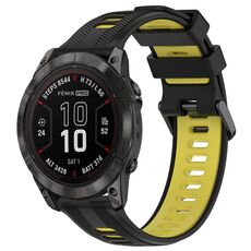 Per Garmin Fenix 7 Pro Sports cinturino in silicone bicolore (nero + giallo)